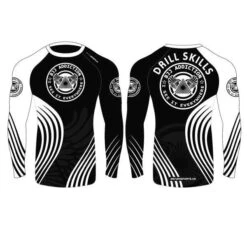 BJJ Rash Guard Long Sleeves BJJ Addiction Compression Top BLK/WHT -Martial Arts Supplies bjj addiction rash guard