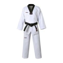 Martial Arts Supplies -Martial Arts Supplies black collar vneck white taekwondo uniform