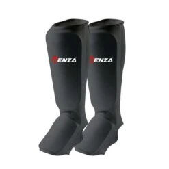 Cotton Shin Pads With Instep For Karate, Taekwondo, Judo Black