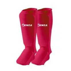 Cotton Shin Pads With Instep For Karate, Taekwondo, Judo Red