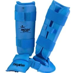 BENZA THUNDER WKF Style Karate Shin Instep -Martial Arts Supplies karate shin guard instep blue 1