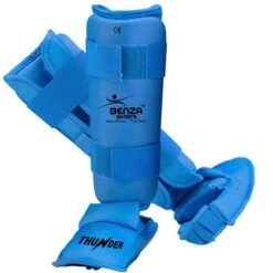 BENZA THUNDER WKF Style Karate Shin Instep -Martial Arts Supplies karate shin guard instep blue 2