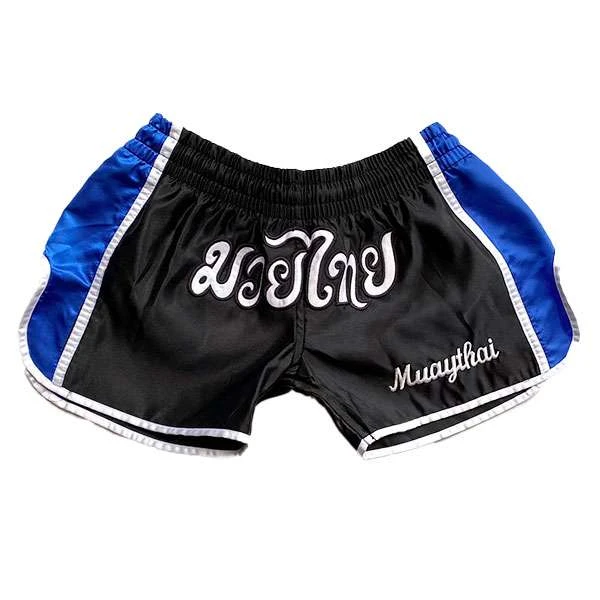 Muay Thai Short BLACK/BLUE With Thai Writing 3 Muay Thai Short BLACK/BLUE With Thai Writing