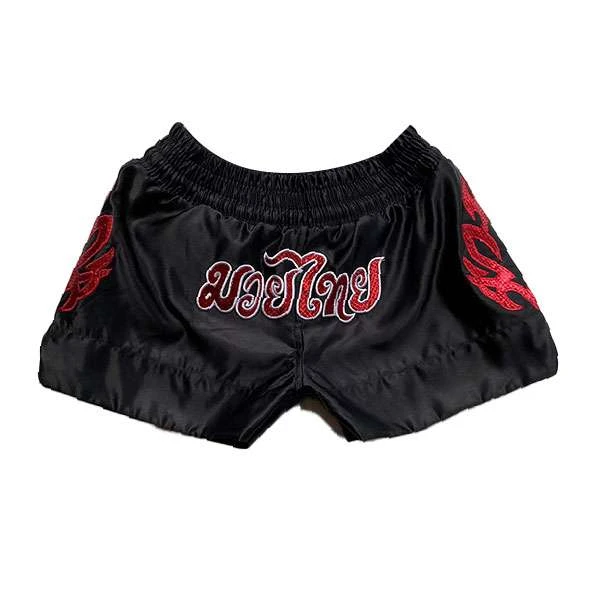 Muay Thai Trunks BLACK / RED 3 Muay Thai Trunks BLACK / RED